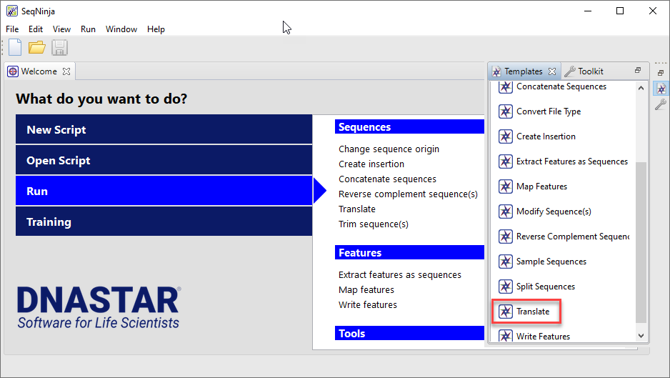 Translation Template in SeqNinja